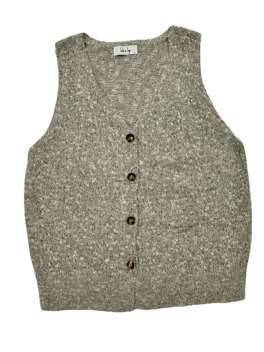 Sadie & Sage Beige Knit Vest Granola Boho Cottagecore Outdoor Womens Size Large